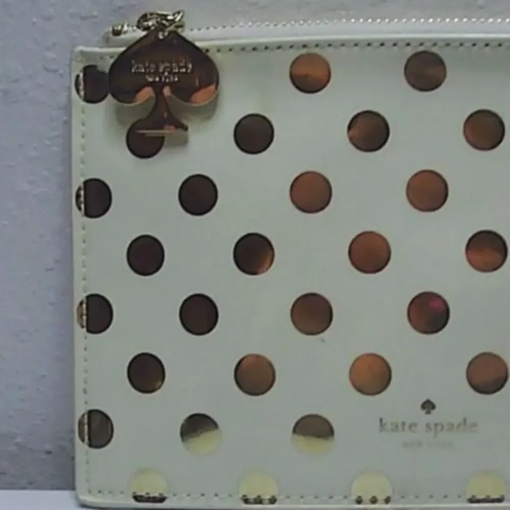 Kate Spade New York Metallic Polka Dots Cosmetic Case Pre-loved 8.5x5.5